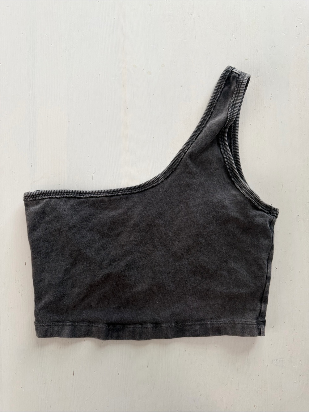 Free People Movement One Shoulder Top XS Black & Gray Cotton Blend